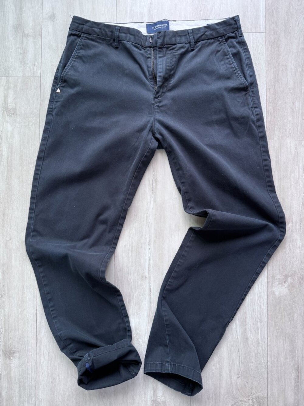 Scotch & Soda Stuart Chino Pants Black Cotton Stretch 32x32